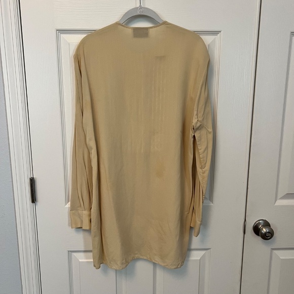 Emanuel Ungaro Silk Stripe Bib Tunic Blouse Cream Button Up Long Sleeve Office M - Picture 4 of 4